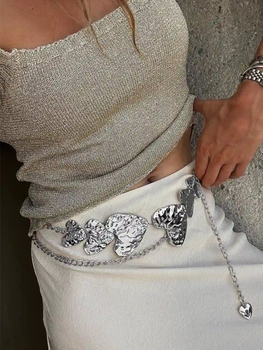 12th Tribe Allegra Silver Statement Heart Belt NWT